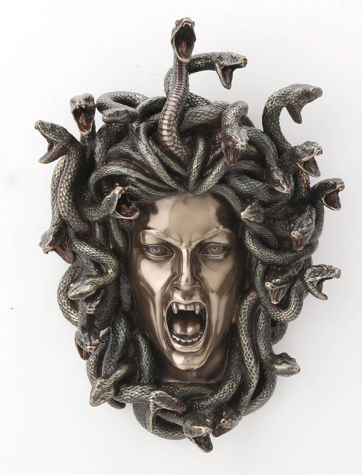 Veronese Design Cabeza de Medusa la serpiente griega Gorgona Serpiente Acabado Bronce Escultura de pared