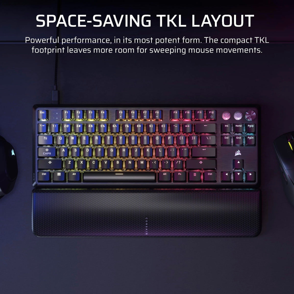 Corsair K70 Pro TKL RGB Magnético-Mecánico con Cable Teclado para Juegos – Interruptores Hiperimpulsores MGX prelubricados – Activador Hall-Effect-Rapid – Hyper-Polling de 8000 Hz – QWERTY NA