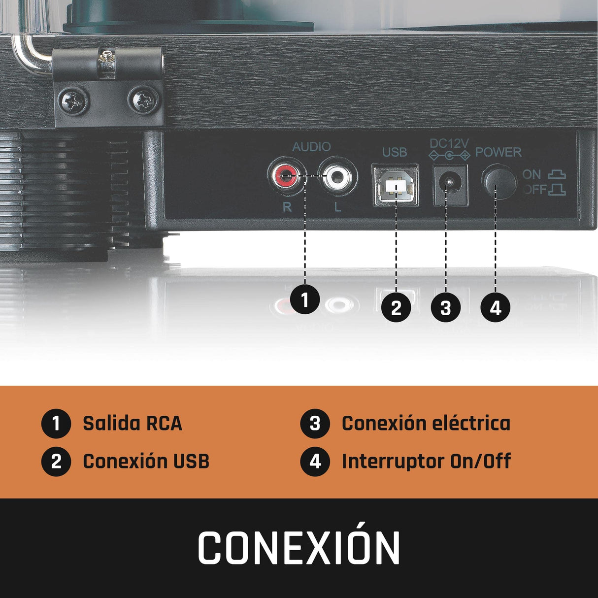 Lenco LS-50LED - Tocadiscos con Altavoz - Tocadiscos LED - USB - Transmisión por Correa - Preamplificador - 33, 45 y 78 RPM - Parada automática - Vinilo a MP3 - Negro