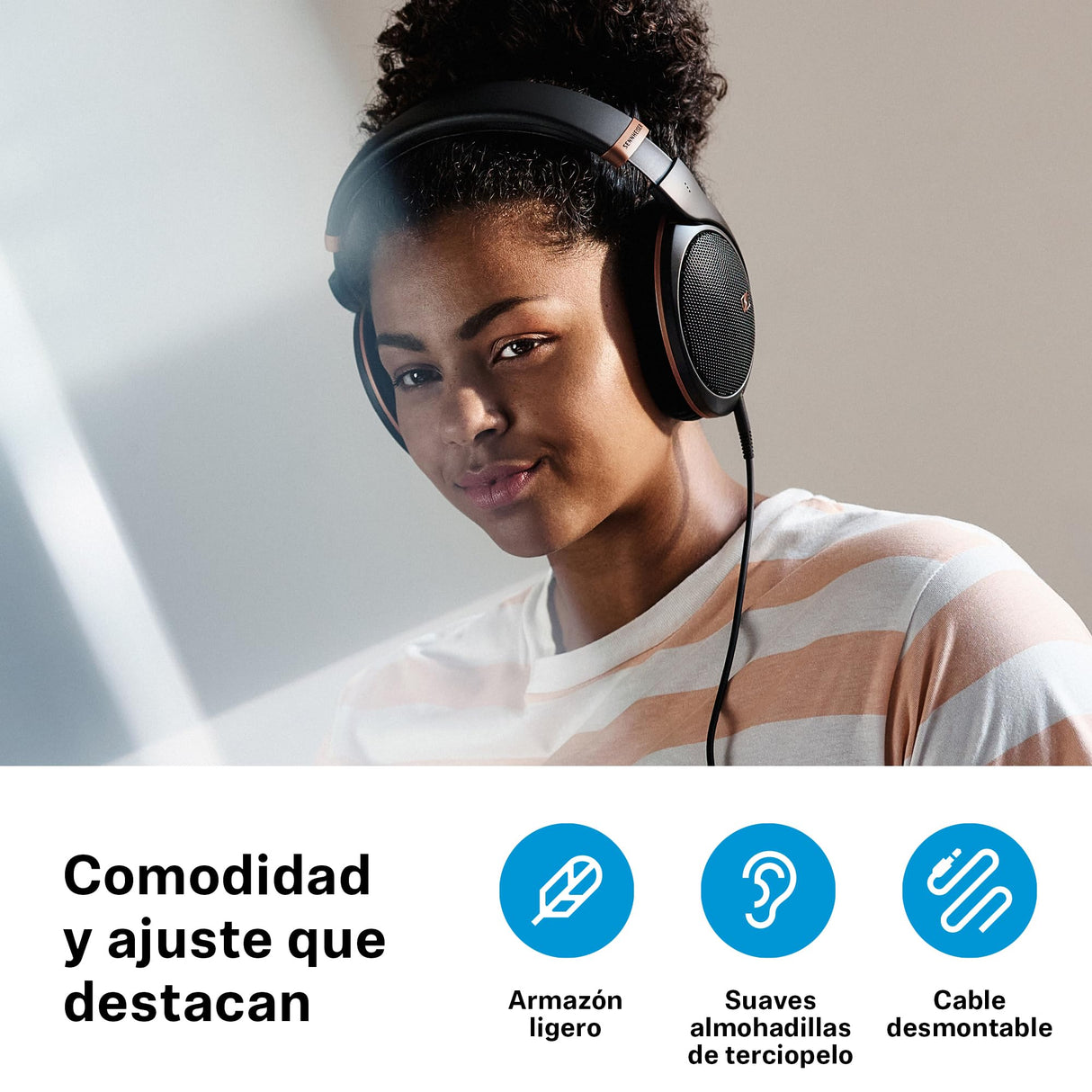 Sennheiser Auriculares con Cable HD 505 SE - Auriculares circumaurales con Sonido y Graves, Diadema más cómoda para Escuchar música - Cable de 1,8m, Funda con cordón - Edición Cobre
