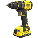 STANLEY FATMAX Taladro Atornillador V20 Litio 18V, Motor sin escobilla, Velocidad hasta 2100 rpm, Par máximo 80Nm, 1 Maletín, 2 Baterías 2Ah, 1 Cargador, Portabrocas 13mm, SFMCD720D2K-QW