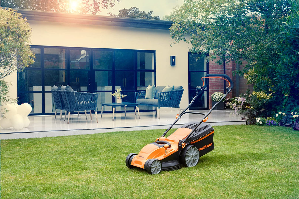 LawnMaster MEB1840M Cortacésped Eléctrico1800W 40cm, Altura de Corte 6 Niveles 20-70 mm, Bolsa de Recogida de 42L