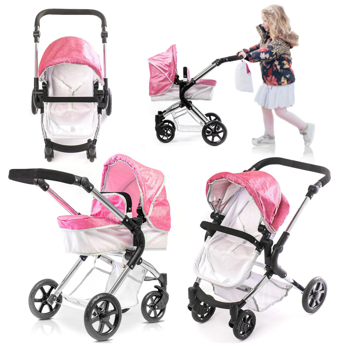 Roma Stephanie Single Dolls Pram - Sparkle 3-9 Years