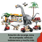 LEGO Jurassic World Misión de Seguimiento: Raptor y Titanosaurus - Dinosaurios de Juguete con 3 Minifiguras, Coche Todoterreno, Dron y Moto - Regalo para Niños y Niñas de 7+ Años 76973