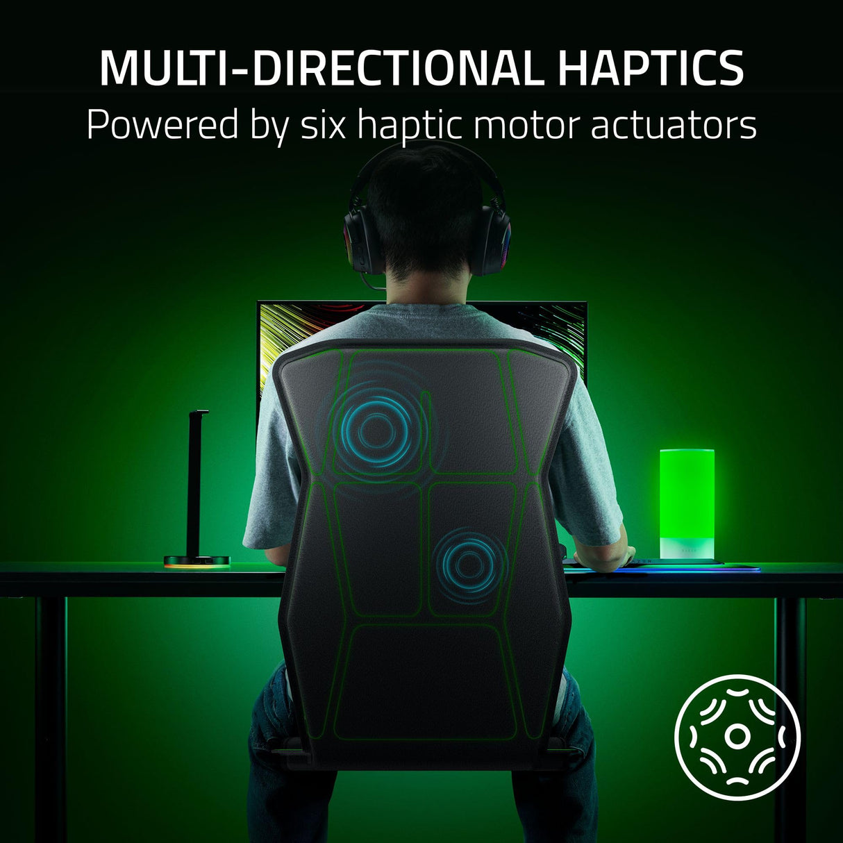 Razer Freyja Sensa - Cojín para Juegos (tecnología háptica de Alta definición (HyperSpeed Wireless y Bluetooth, para sillas de Juegos y de Oficina, ecualización háptica Mediante Synapse),
