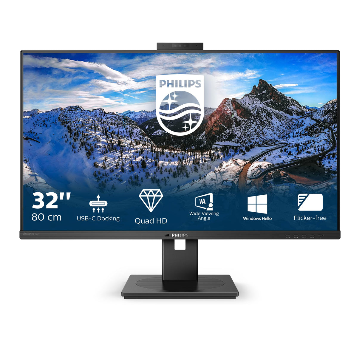 Philips 326P1H Monitor 32 Pulgadas QHD, 75Hz, IPS, 4 ms GtG, Adaptive Sync., Altura Ajustable, Altavoces (2560x1440, 2X HDMI 1.4, 1x DP 1.4, USB-Hub), Negro