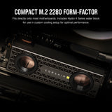 Corsair MP700 Pro Hydro X Series 4TB SSD M.2 PCIe Gen5 x4 NVMe 2.0 - M.2 2280 - Lectura Secuencial de hasta 12.400 MB/s - NAND TLC de Alta Densidad - Bloque de Agua Preinstalado - Negro