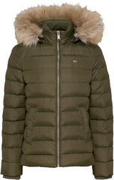 Tommy Jeans Cazadora Acolchada Mujer Basic Hooded Down Jacket con Capucha, Verde (Fatigue Green), XS