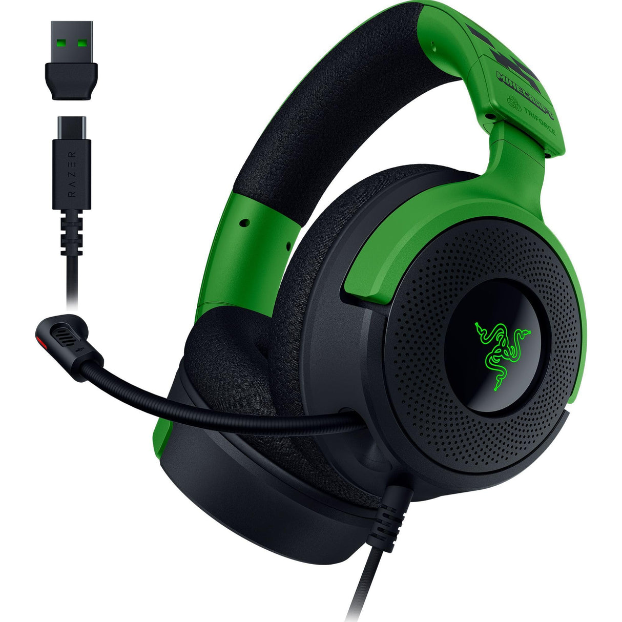 Razer Kraken V4 X Minecraft Edition - Auriculares USB con Cable para Juegos de PC (Controladores 40mm, micrófono cardioide retráctil, Sonido Envolvente, Chroma RGB, para PC y Consola) Minecraft