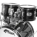 Tiger JDS14-BK Juego de batería junior de 5 piezas - Juego de batería negro para niños, edades de 3 a 10 años