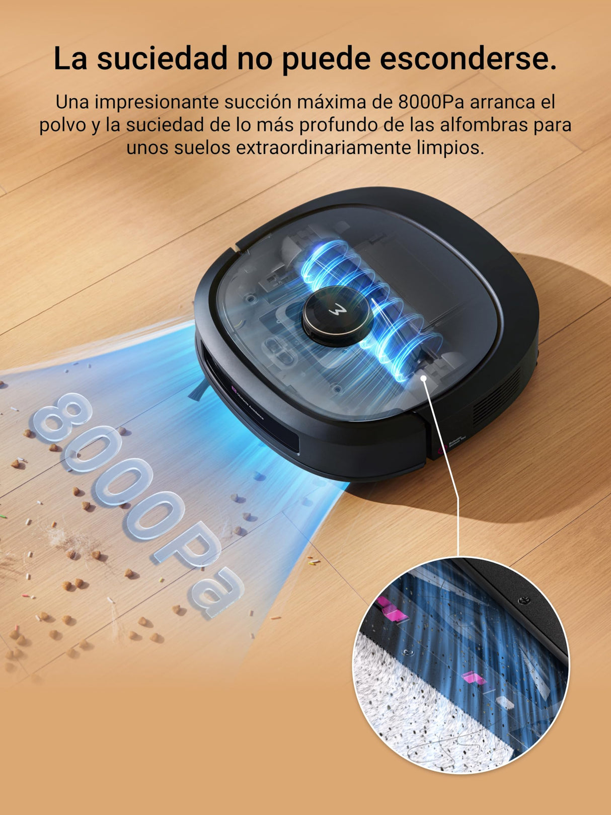 Eureka J20 Robot Aspirador y Fregasuelos, Succión de 8000Pa, Diseño de Mopa con Secado Automático, Evitación de Obstáculos, Detección de Alfombras, Estación Base Autolimpiable, Control por Voz
