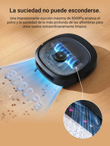 Eureka J20 Robot Aspirador y Fregasuelos, Succión de 8000Pa, Diseño de Mopa con Secado Automático, Evitación de Obstáculos, Detección de Alfombras, Estación Base Autolimpiable, Control por Voz