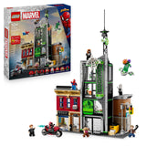 LEGO ǀ Marvel Spider-Man vs. Oscorp - Juguete Interactivo con Moto, 8 Minifiguras Inc. Miles Morales, Duende Verde y Spider-Woman - Regalo de Superhéroes para Niños de 10+ Años y Fans 76324