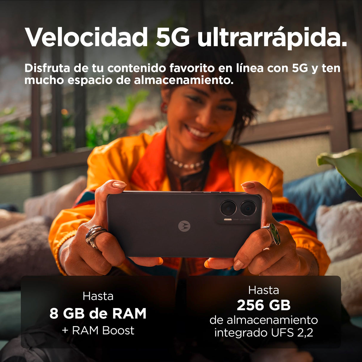 Motorola Moto g35 5G, 12GB (4GB+8GB RAM Boost)/128GB Gris, Pantalla FHD+ 6.72", cámara Dual de 50MP y Ultra Gran Angular, Selfie 16MB, batería 5000 mAh, Carga rápida de 18W