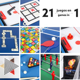 ColorBaby CB Games - Mesa multijuegos 20 en 1, Futbolín, Hockey, Billar, Baloncesto, Juegos de Mesa, 120x110x82 cm, Futbolines para niños, Futbolín Infantil, Regalo para Toda la Familia (85422)