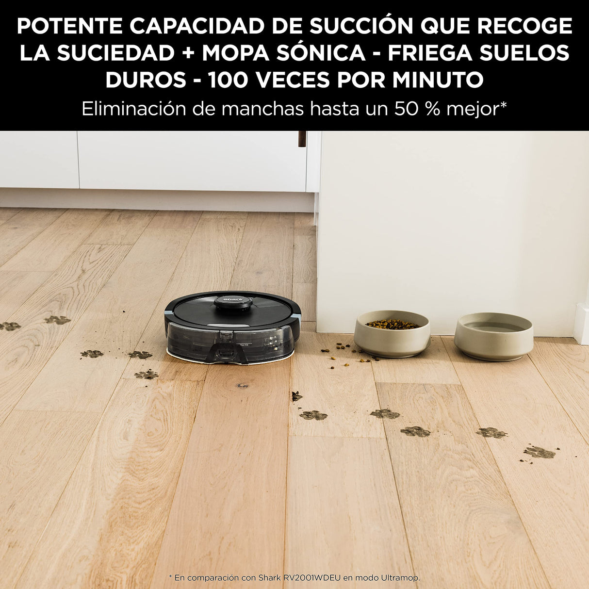 SHARK Robot Aspirador 2 en 1 ai Ultra [RV2600WDEU]: Potente Capacidad de succión, mopa sónica, Anti Hair Wrap, alfombras y Suelos Duros, aplicación por Wi-Fi