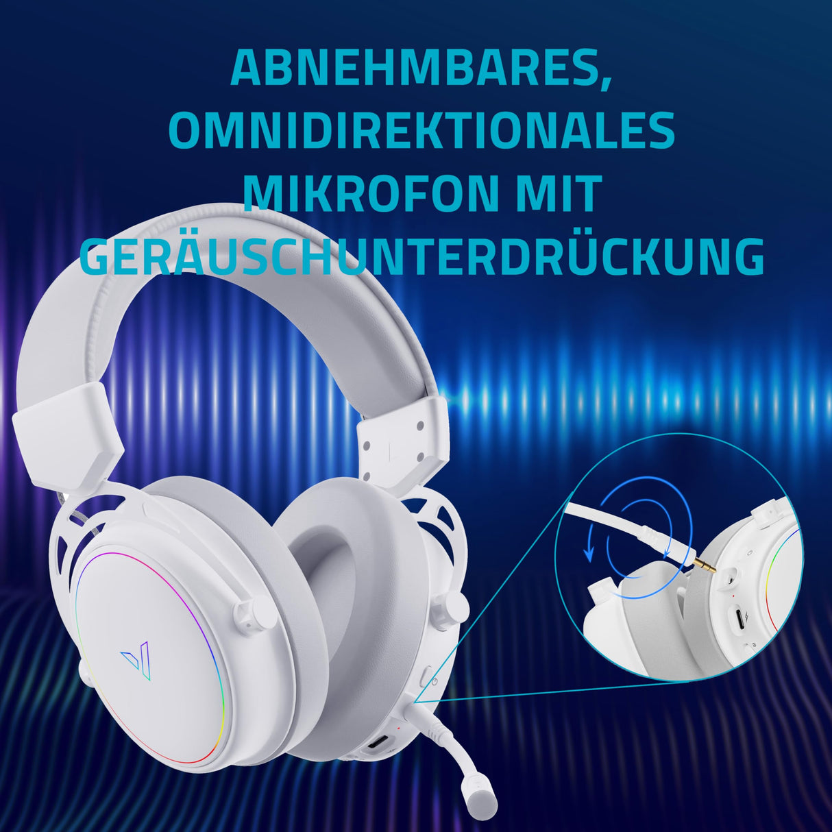Rapoo Auriculares inalámbricos VH800 para Videojuegos, micrófono Flexible con Silencio, Almohadillas de Piel sintética, batería de 46 h, Auriculares Bluetooth y PC de 2,4 GHz, Mac, Xbox One, PS4,