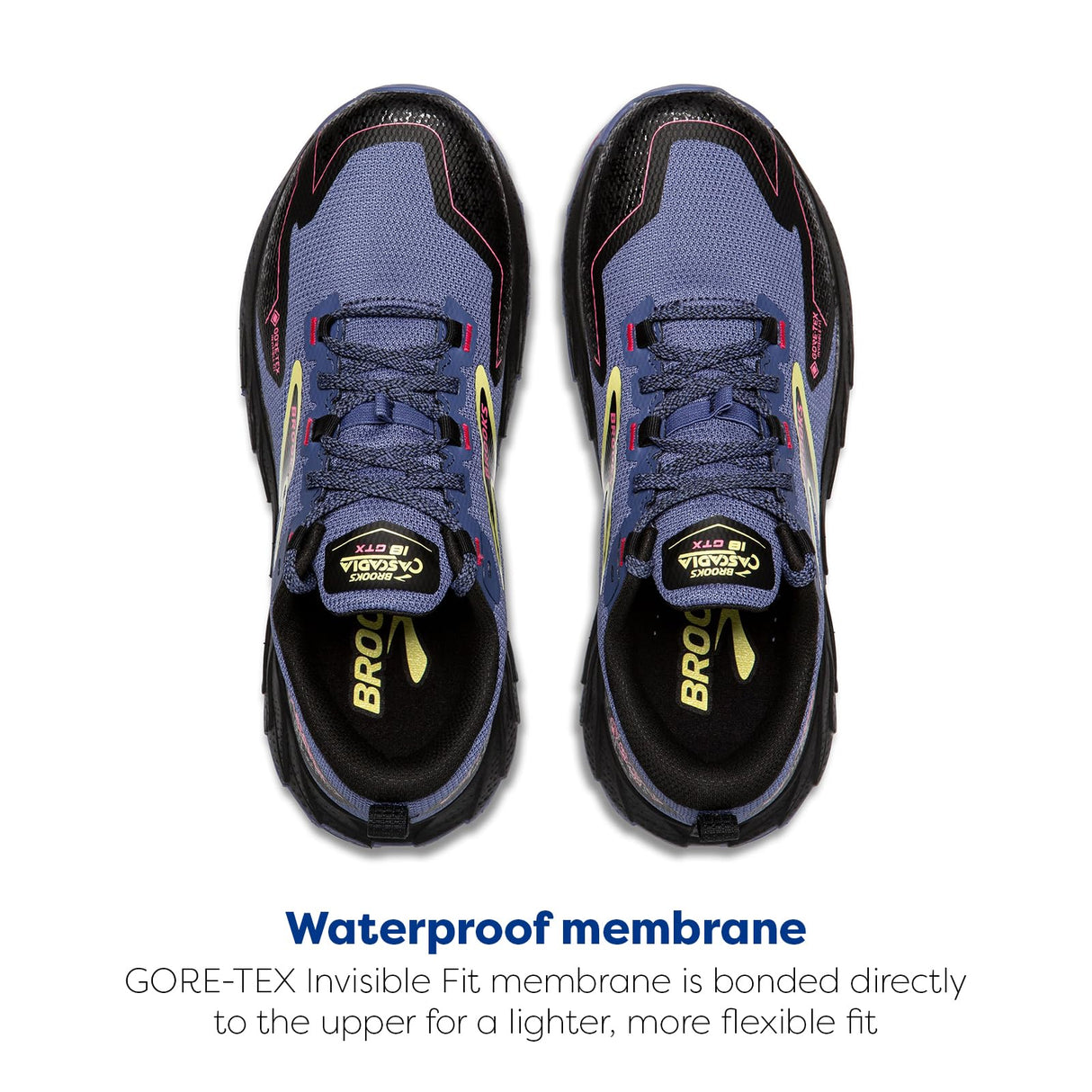 BROOKS Cascadia 18 GTX, Sneaker Mujer, Gris Azul/Negro/Rosa, 38 EU