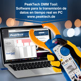 PeakTech 1670 - Pinza Amperimétrica RMS 4.0 Bluetooth y Aplicación 1000A Ac/Dc, Lámpara Led, 50000 Cuentas, Multímetro, Tuv/Gs, Pinza de Corriente, Medidor de Voltaje, Medidor de Corriente