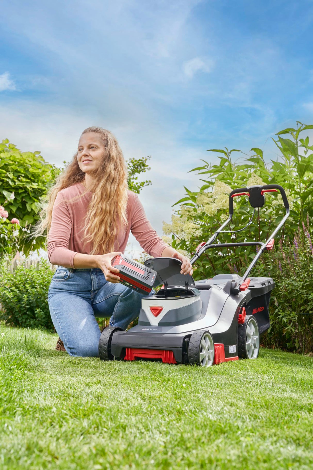 AL-KO Cortacésped con batería de 36 V, 3,25 Li Easy, Ancho de Corte de 32 cm, Ajuste de Altura de Corte Central, Caja de plástico de 35 L, sin batería/Cargador