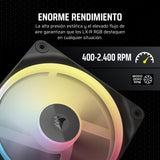 CORSAIR iCUE Link LX120-R RGB 120mm Ventilador Inverso PWM – Kit de Triple Ventilador – Bajo Nivel de Ruido, Cojinete de Cúpula Magnética, Lazos de Luz Duales, Tornillos QuikTurn™, Cero RPM – Negro