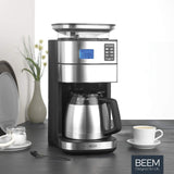 BEEM FRESH-AROMA-PERFECT II Cafetera de filtro con molinillo - Térmica | Acero inoxidable | Jarra térmica | Temporizador 24h | 1000 W | Recipiente para granos de 180 g