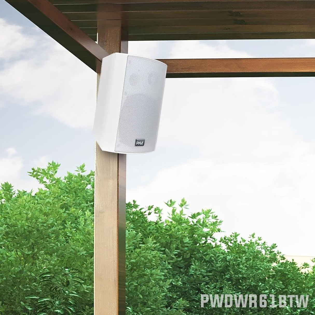 Pyle Sistema de Altavoces Estereo, Portatiles, Resistentes a la Intemperie, Inalambricos, Montaje de Pared, Interiores, Exteriores. Blanco