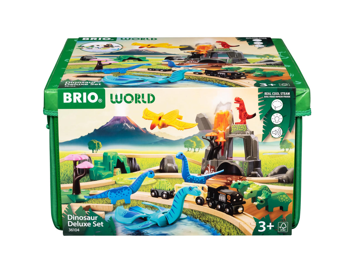 BRIO - Kit de Construcción Jurásico Deluxe, Circuito de Tren, Dinosarios, Volcán con Sonidos, Accesorios, Niños 3 Años o más
