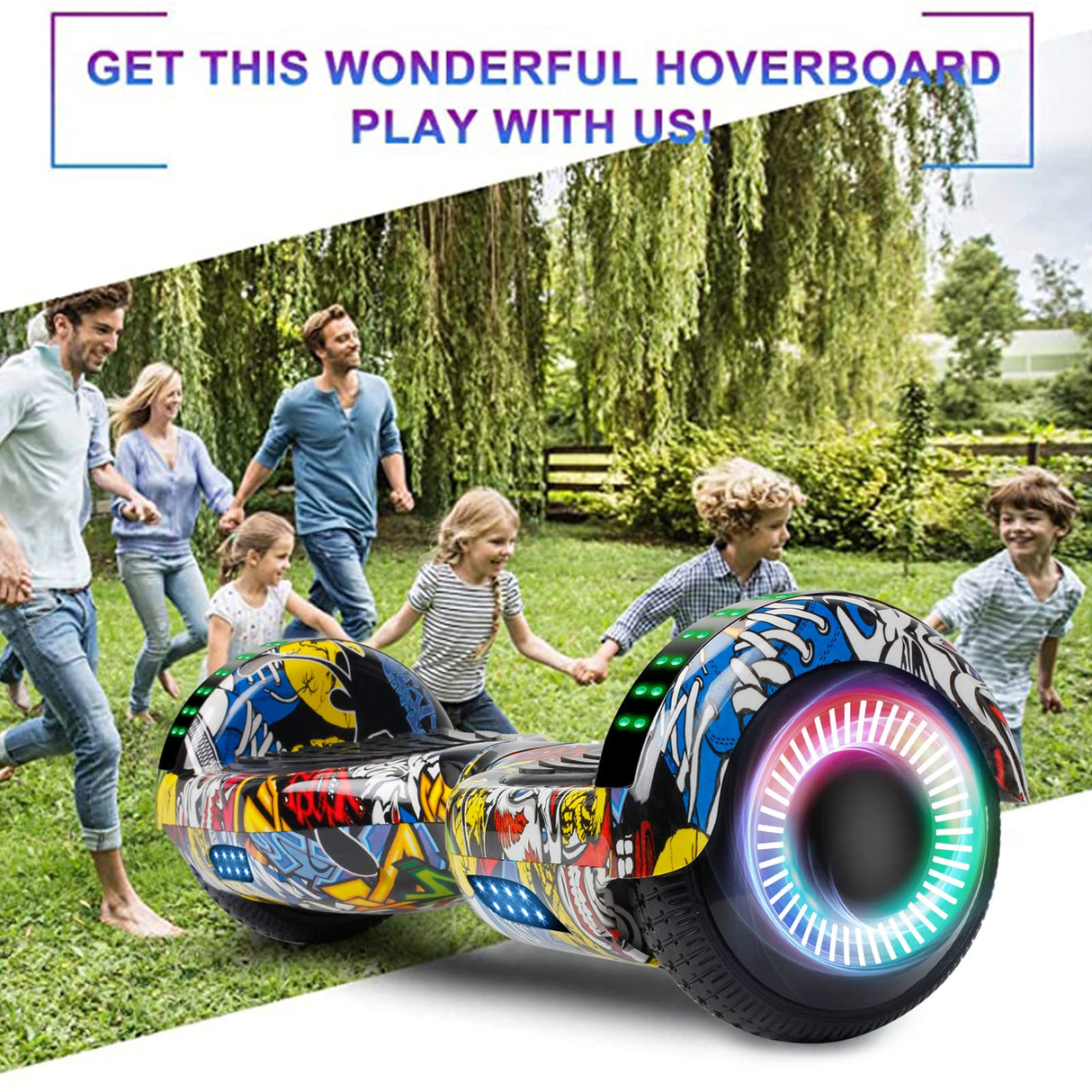 SISIGAD Hoverboard Scooter auto equilibrante de 6.5 pulgadas con dos ruedas autoequilibrante con altavoz Bluetooth y luces LED Scooter eléctrico para adultos y niños regalo UL 2272 certificado