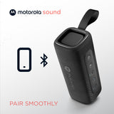 Motorola Sound - Altavoz Inalámbrico Bluetooth ROKR 600 - Potente Sonido de 30W, Resistente al Agua y Polvo, Función Broadcast para Conectar 20+ Altavoces, 6 Horas de Reproducción, Negro
