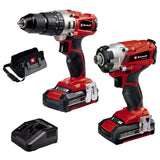 Einhell 4257214 poder X-Change 2.0 Ah 18 V Combi Taladro Y Atornillador De Impacto – Pack de 2 – rojo