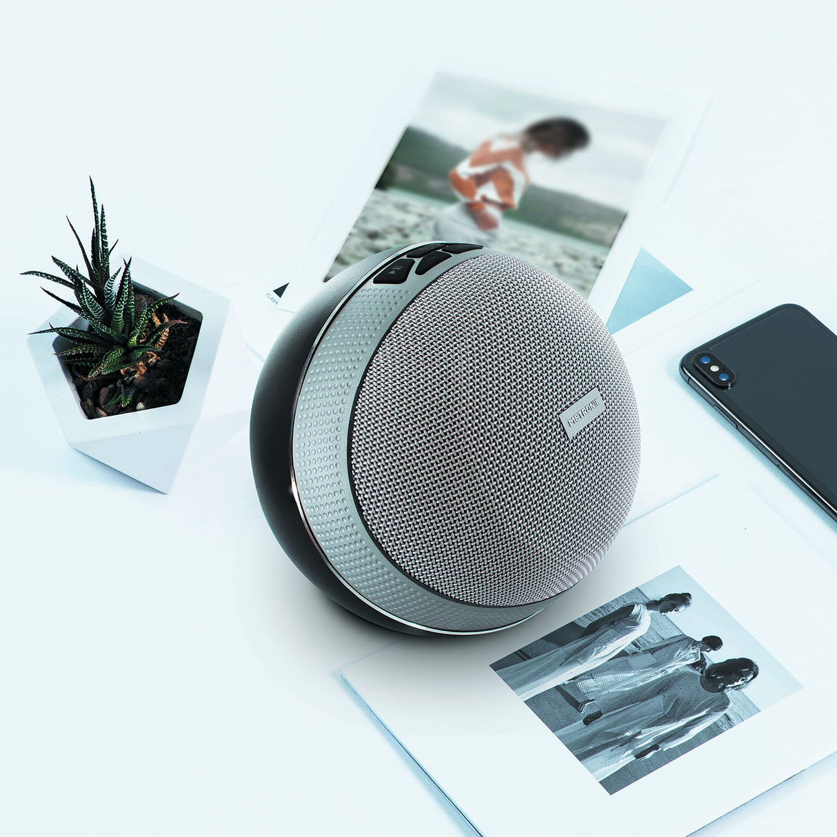 Metronic 477038 - Altavoz portátil Bluetooth, inalámbrico TWS (True Wireless), 20W, 16h autonomía, función Manos Libres, Bass Reflex, DSP, Jack 3,5mm, Gris