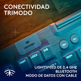 Logitech G G915 X LIGHTSPEED Teclado para gaming inalámbrico de perfil bajo, teclas de PBT de doble moldeado, elegante acabado en aluminio, interruptores táctiles marrones GL,PC/Mac,QWERTY US - Blanco