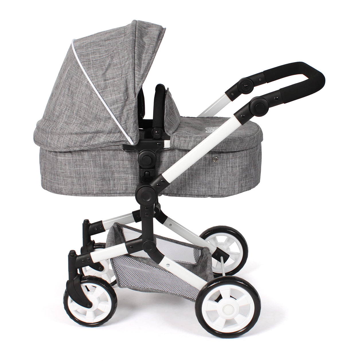 Bayer Chic 2000 - Cochecito para muñecas Linus, 3 en 1 para niños de 4 a 8 años, Juego de Cochecito para muñecas, Vaqueros Grises