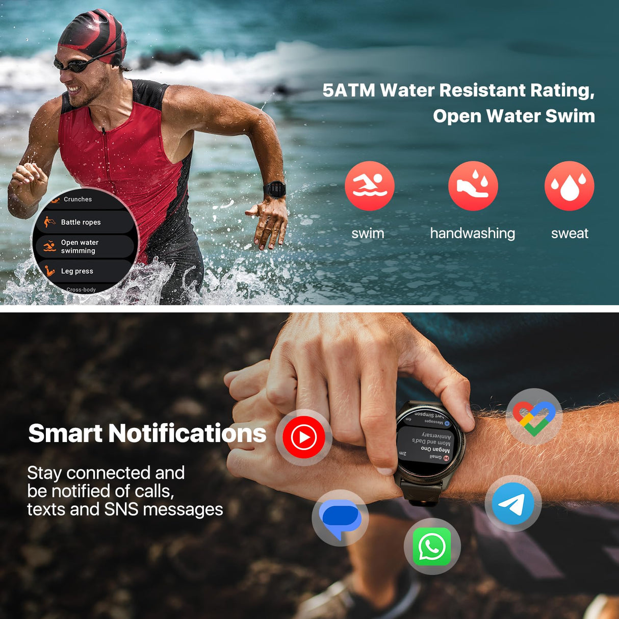 Ticwatch Pro 5 Enduro Black Smartwatch para Hombres 1.43 "Android Wear OS Reloj Inteligente 90 Horas de batería 110+ Modos de Entrenamiento 7/24 Ritmo cardíaco No es Compatible con iPhone/iOS