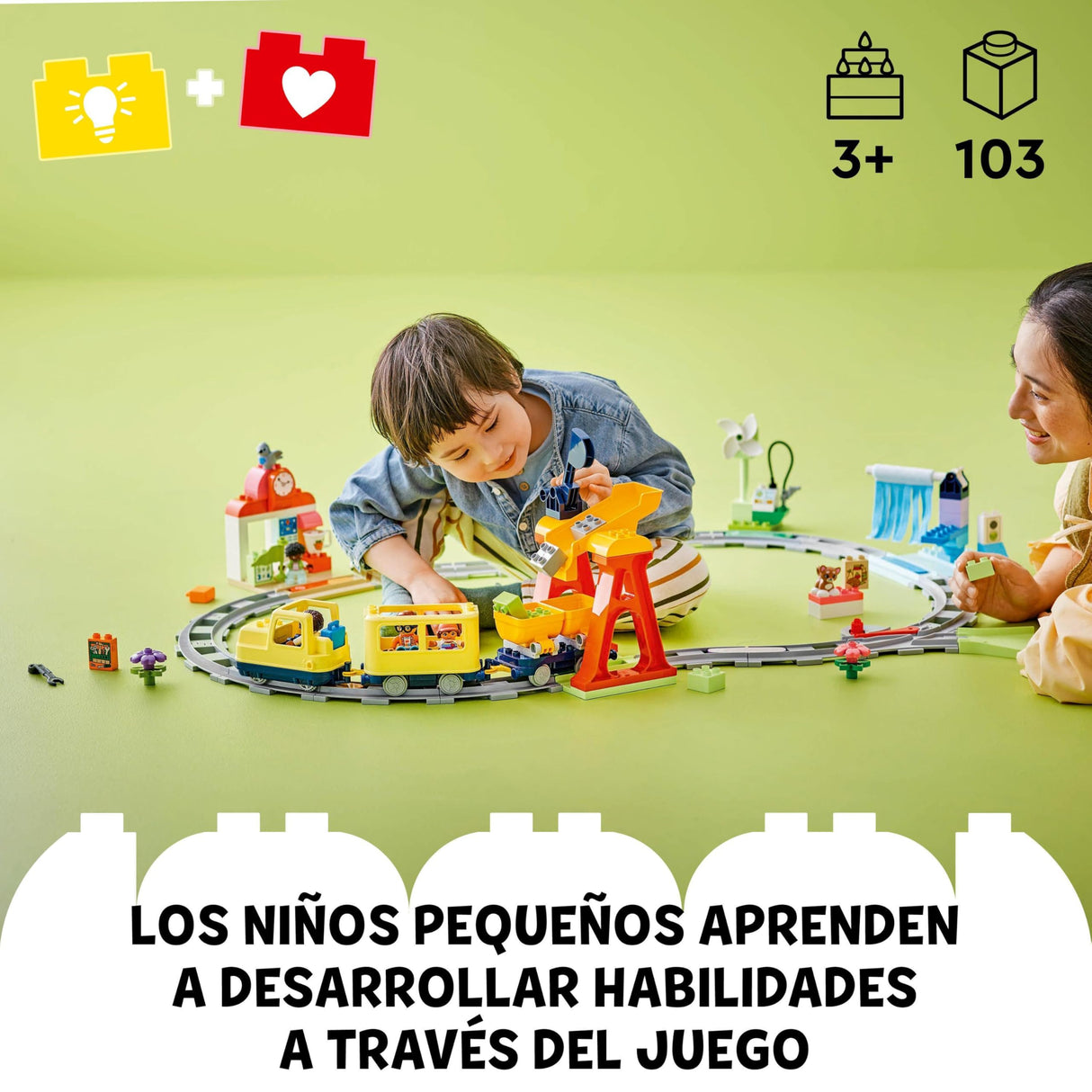 LEGO Duplo Gran Tren Comunitario Interactivo - Juguetes Educativos para Niños y Niñas de 3+ Años - Tren de Juguete Push&Go con Luces y Sonidos, 16 Vías y 4 Figuras 10428