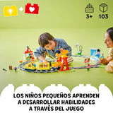 LEGO Duplo Gran Tren Comunitario Interactivo - Juguetes Educativos para Niños y Niñas de 3+ Años - Tren de Juguete Push&Go con Luces y Sonidos, 16 Vías y 4 Figuras 10428