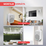 Pyle par de Altavoces de Pared, Techo, Inalambrico, Impermeable, Waterproof, Exteriores, Interiores, Par de 3.5” de 3 vias, Activo, Pasivo. Color Blanco