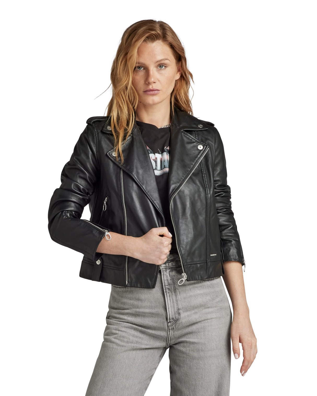 G-Star Para Mujer Chaqueta Leather Biker, Negro (dk black D24263-D555-6484), L