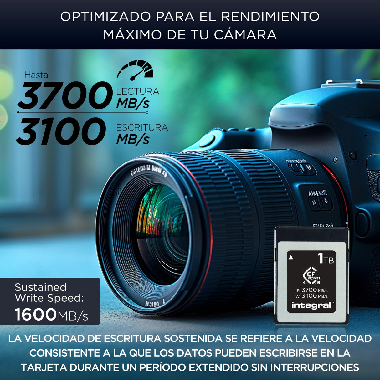 Integral Studio Grade CFexpress 4.0 Type B 1TB Memory Card - 4K, 6K, 8K and Beyond Raw - 3700MB/s Read, 3100MB/s Write, 1600MB/s Sustained Write - Designed for Advanced Cinematic and DSLR Cameras
