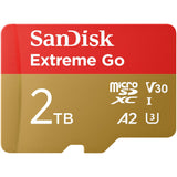 SanDisk 2TB Extreme Go Tarjeta Micro SD + Adaptador SD (para Smartphones y tabletas Android, Action Cams, Drones, UHS-I, hasta 200 MB/s, 5k, 4K UHD, V30, Rescue Pro Deluxe, Class 10, U3) para Amazon