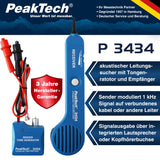 PeakTech P 3434 - Buscador de cables y cables de teléfono con comprobador de paso y señal de sonido