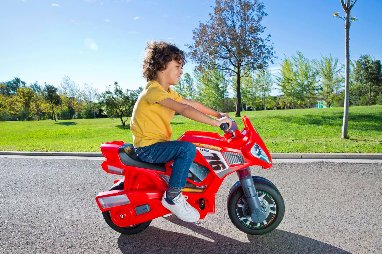 FEBER - Motofeber Turbo Hybrid 2 en 1, Moto Infantil con Batería de 6 Voltios y Correpasillos, Batería y Cargado Incluidos, para Niños a Partir de 3 años, Famosa (800013781)