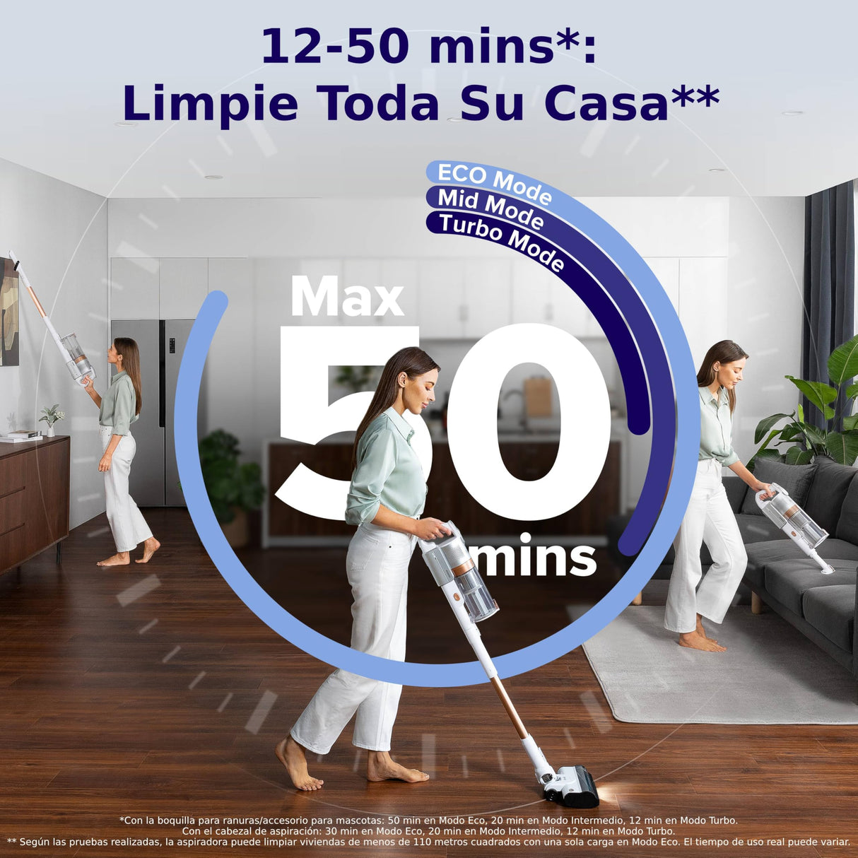 LEVOIT Aspiradora sin Cable, 4 en 1 Aspirador Escoba con Tecnología Antienredos, 3 Modos y hasta 50Min, 99,9% de Filtración, Ligero y Luz LED, Potente para Pelo de Mascotas, Polvo, Suelos Duros