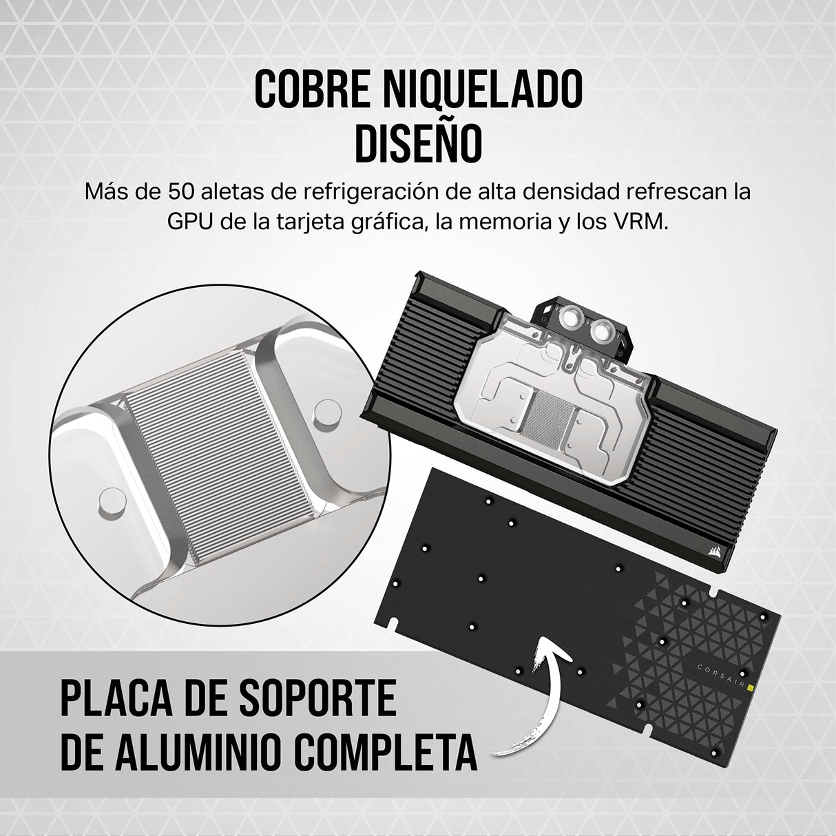Corsair Hydro X Series XG7 RGB RX 7900 XTX Bloque de refrigeración líquida para GPU - para AMD Radeon™ RX 7900 XTX - Bloque de refrigeración líquida para GPU de Cobre - Negro