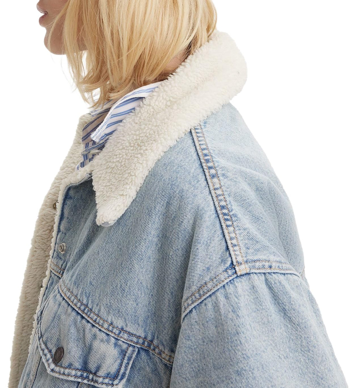 Levi's 90S Sherpa Trucker, Chaqueta de jean Mujer, Morning Sunlight,