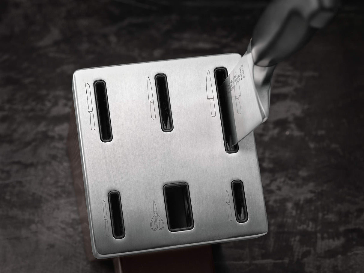 ZWILLING Bloque de cuchillos autoafilables de cuatro estrellas, 7 piezas, cuchillo y tijeras de acero inoxidable especial/mango de plástico, color blanco [fabricado en Alemania]