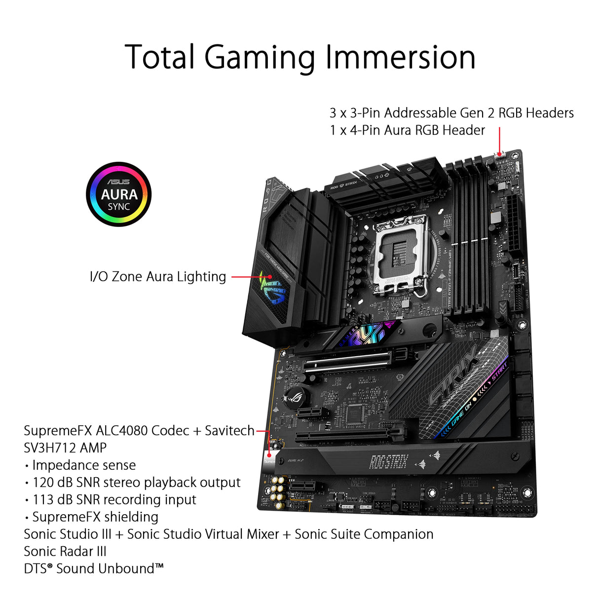 ASUS ROG Strix B760-F Gaming WiFi Placa Base Intel B760 (LGA 1700 ATX, 16+1 DrMOS, DDR5 hasta 7800 MT/s, PCIe 5.0, Tres Ranuras M.2, WiFi 6E, USB 3.2 Gen 2x2 Type-C y Aura Sync RGB), Negro