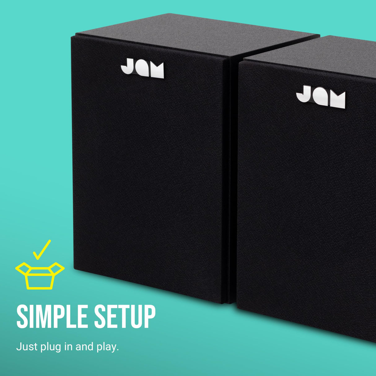 JAM Altavoces de Estantería - Altavoces Cableados con Entradas AUX y RCA, Compatibles con Tocadiscos y Reproductores de Vinilos, Altavoces Activos, Amplificación Integrada, Negro