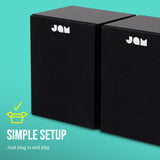 JAM Altavoces de Estantería - Altavoces Cableados con Entradas AUX y RCA, Compatibles con Tocadiscos y Reproductores de Vinilos, Altavoces Activos, Amplificación Integrada, Negro